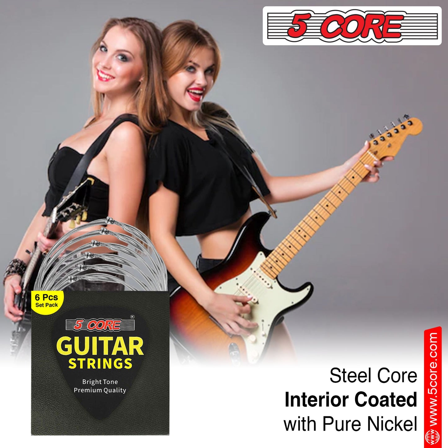 5 Core Guitar Strings Electric Pure Nickel Guitar Strings .009-.042 Guitar Strings Electric 6 String set - GS EL NK