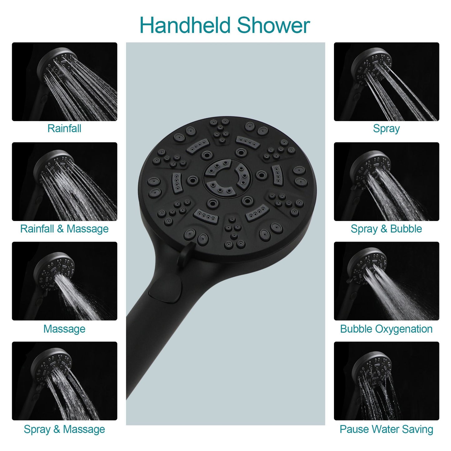 4.7in. Wall Mount Dual Multi Function ABS Round Rainfall Shower Head And Handheld Spray Set With Shower Slide Bar