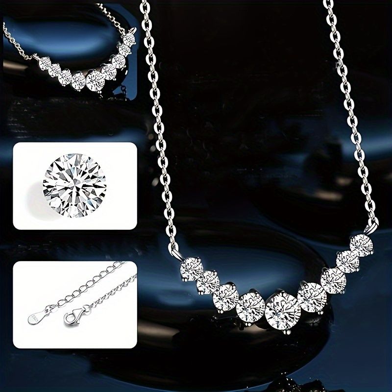 Elegant 0.5-7.6ct Moissanite Zircon Necklace, Perfect Gift for Women: Wife, Mom, Girlfriend. Ideal for Anniversary, Birthday, Wedding, Christmas, Valentine's, Mother's Day.