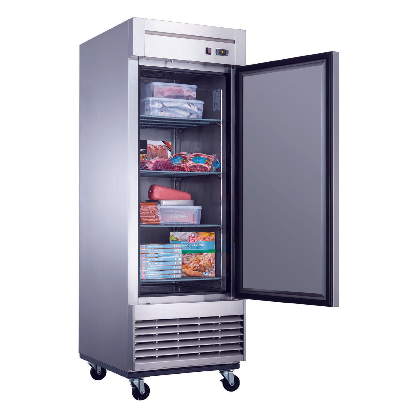 Dukers Commercial Single Door Bottom Mounted Upright Reach-in Freezer in Stainless Steel 17.79cu.ft.