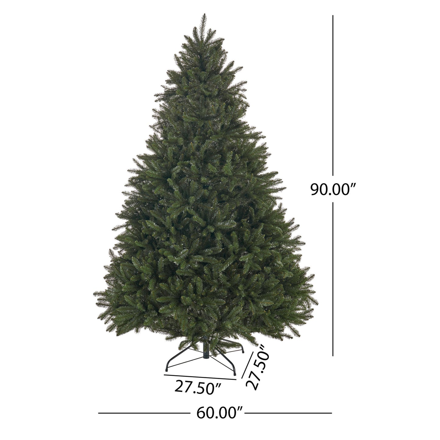 7.5 ft Christmas Tree, Artificial Xmas Tree with 2559 Branch Tips for Holiday Party Decorations with Metal Hinges & Base