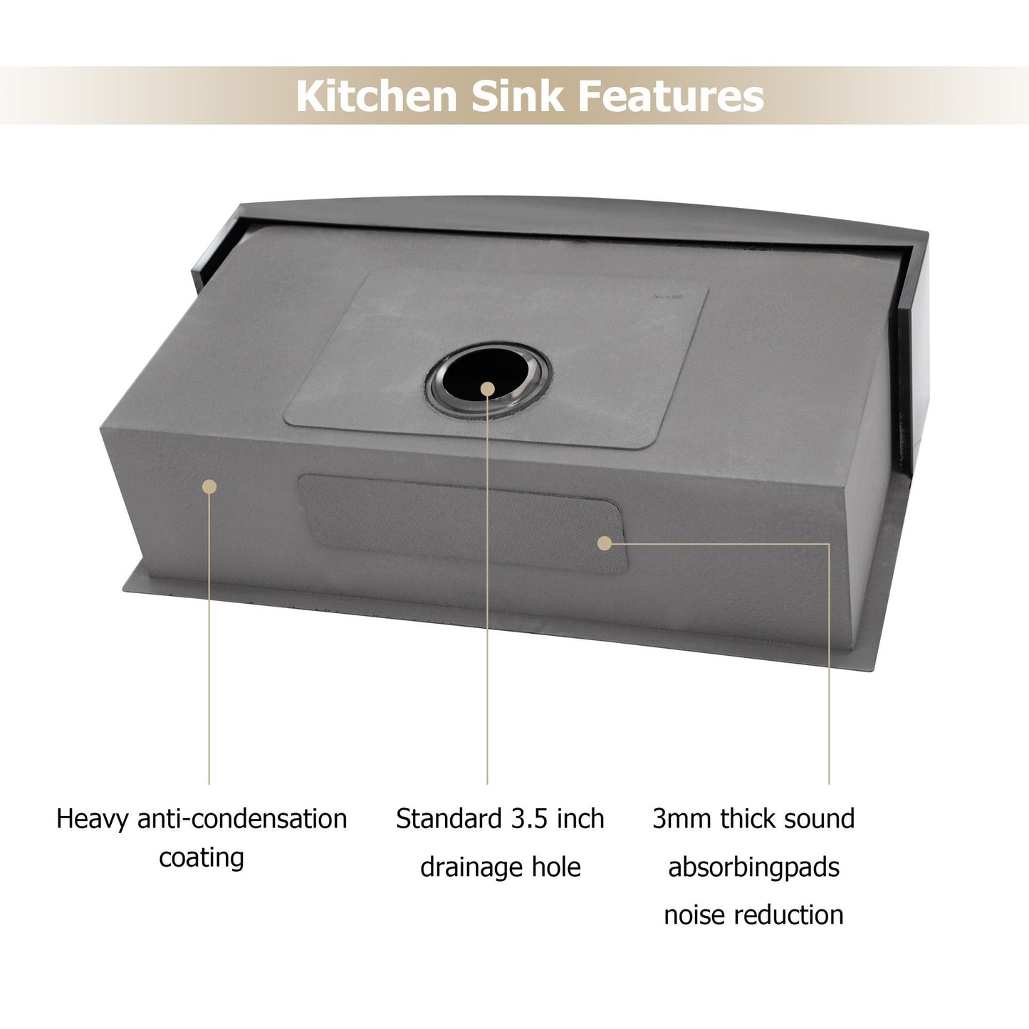 Farmhouse Apron Handmade Stainless Steel Kitchen Sink, Apron Front Single Bowl Bar Sink with Drain Kit