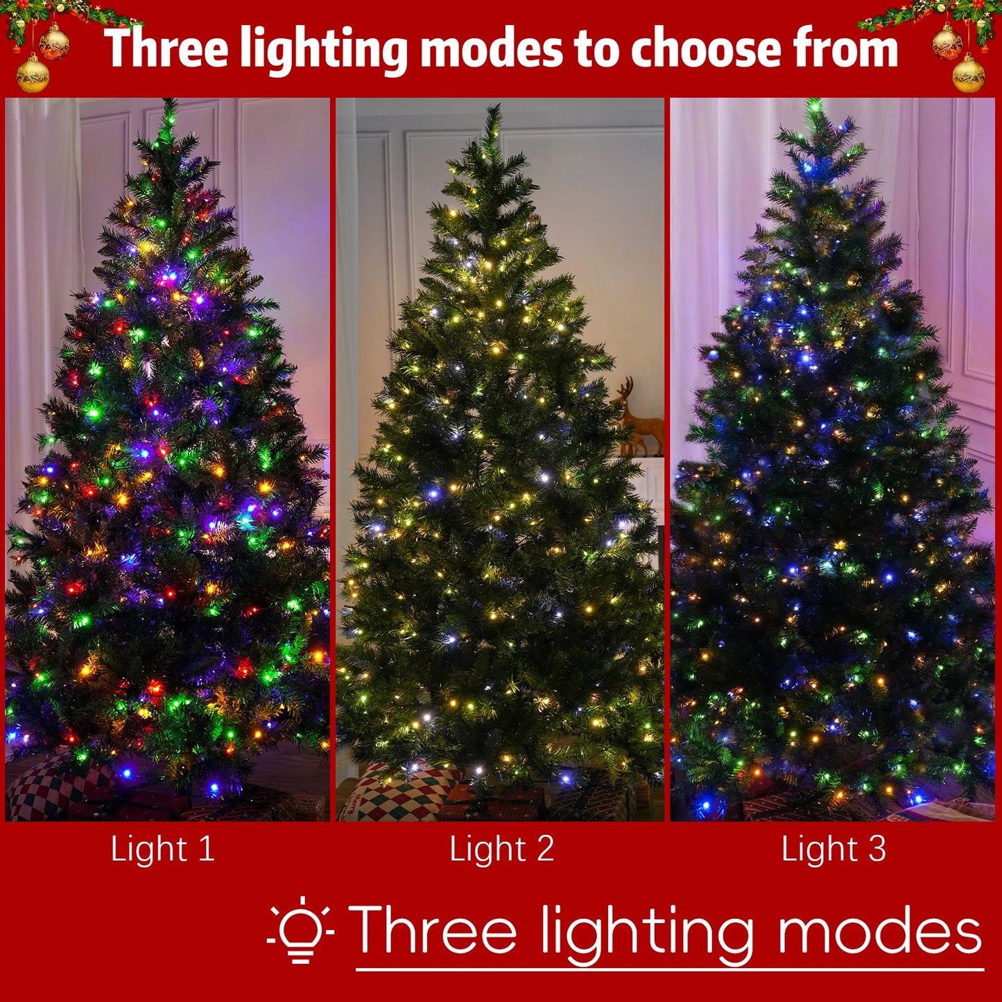 6FT PVC Festive Atmosphere Christmas Tree with 976 Branch Tips, 330 LED Lights and 11 Functions