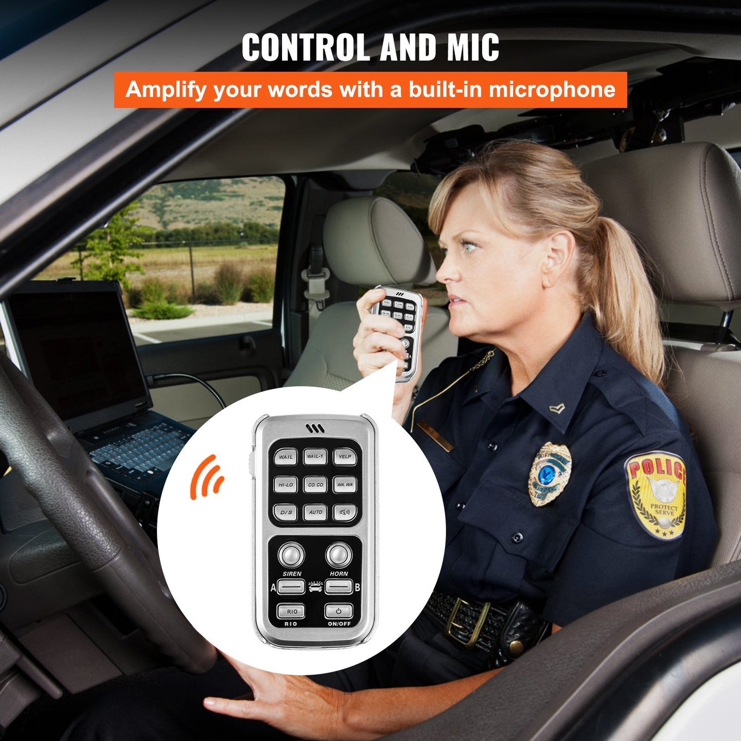 VEVOR 200W 18 Sound Loud Car and Truck Warning Alarm Police Siren Horn 18 Tones Fire Ambulance Emergency Electronic Siren Horn Kit PA MIC System