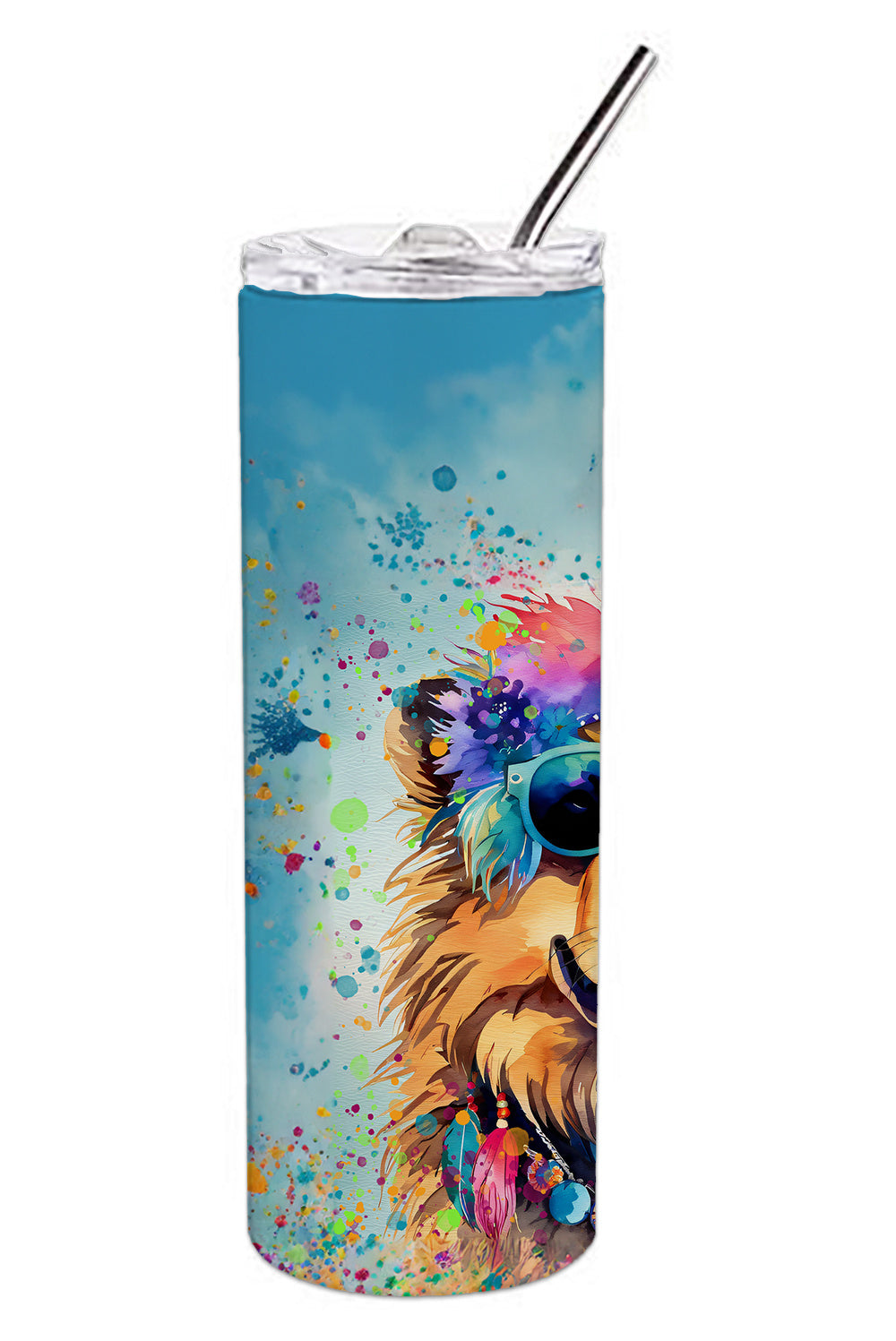 Chow Chow Hippie Dawg Stainless Steel Skinny Tumbler Vacuum Double Walled Reusable Insulated Tumbler Travel Cup for Coffee Cocktails Gift with Lid, 20 oz