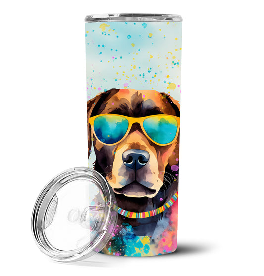 Chocolate Labrador Hippie Dawg Stainless Steel Skinny Tumbler Vacuum Double Walled Reusable Insulated Tumbler Travel Cup for Coffee Cocktails Gift with Lid, 20 oz