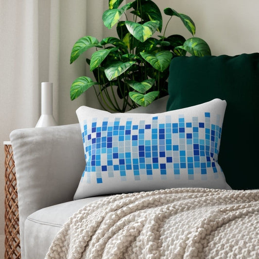 Decorative Throw Pillow - Double Sided Sofa Pillow / Blue Squares