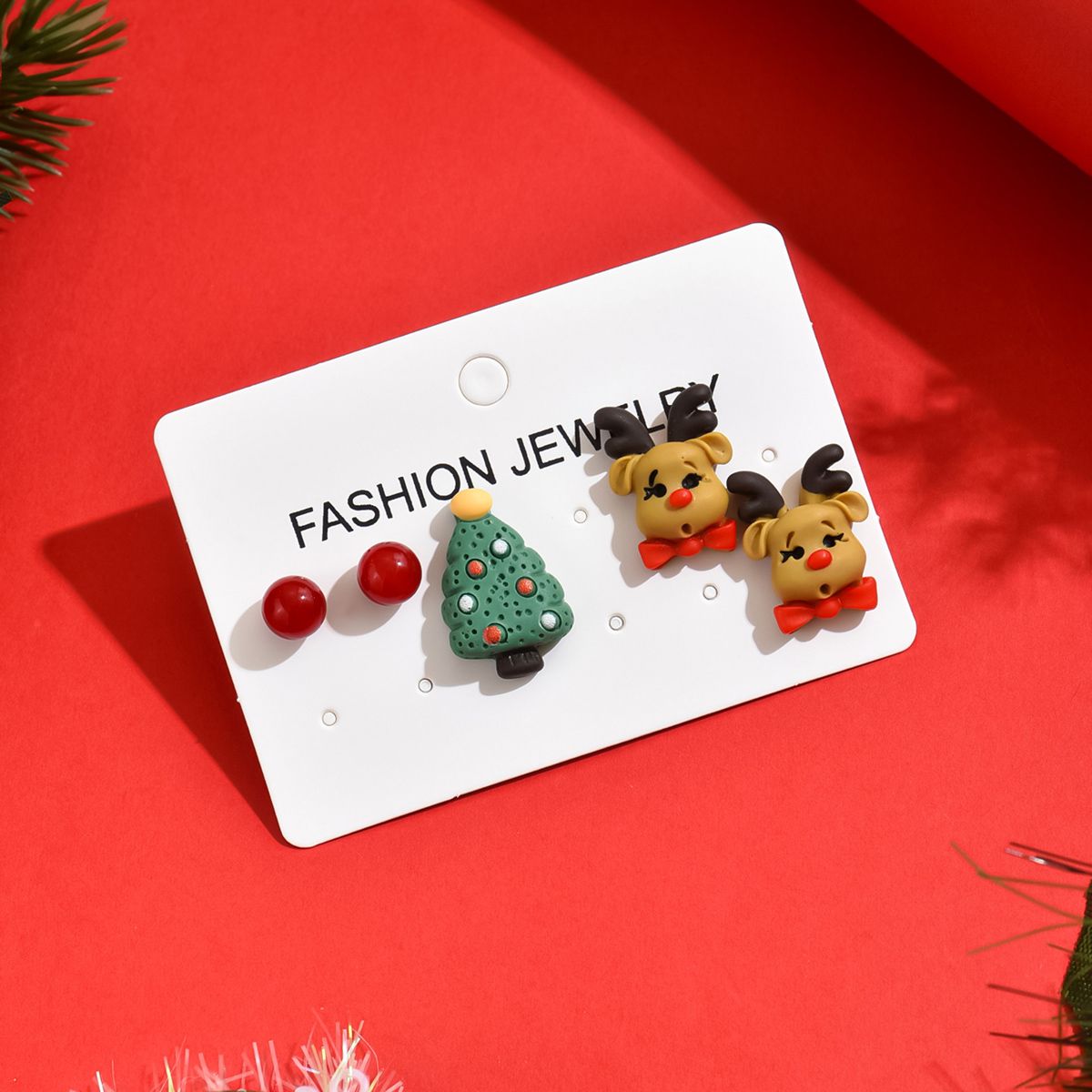 Cute Christmas Themed Stud Earrings Set - Spread  Holiday Cheer with Adorable Designs