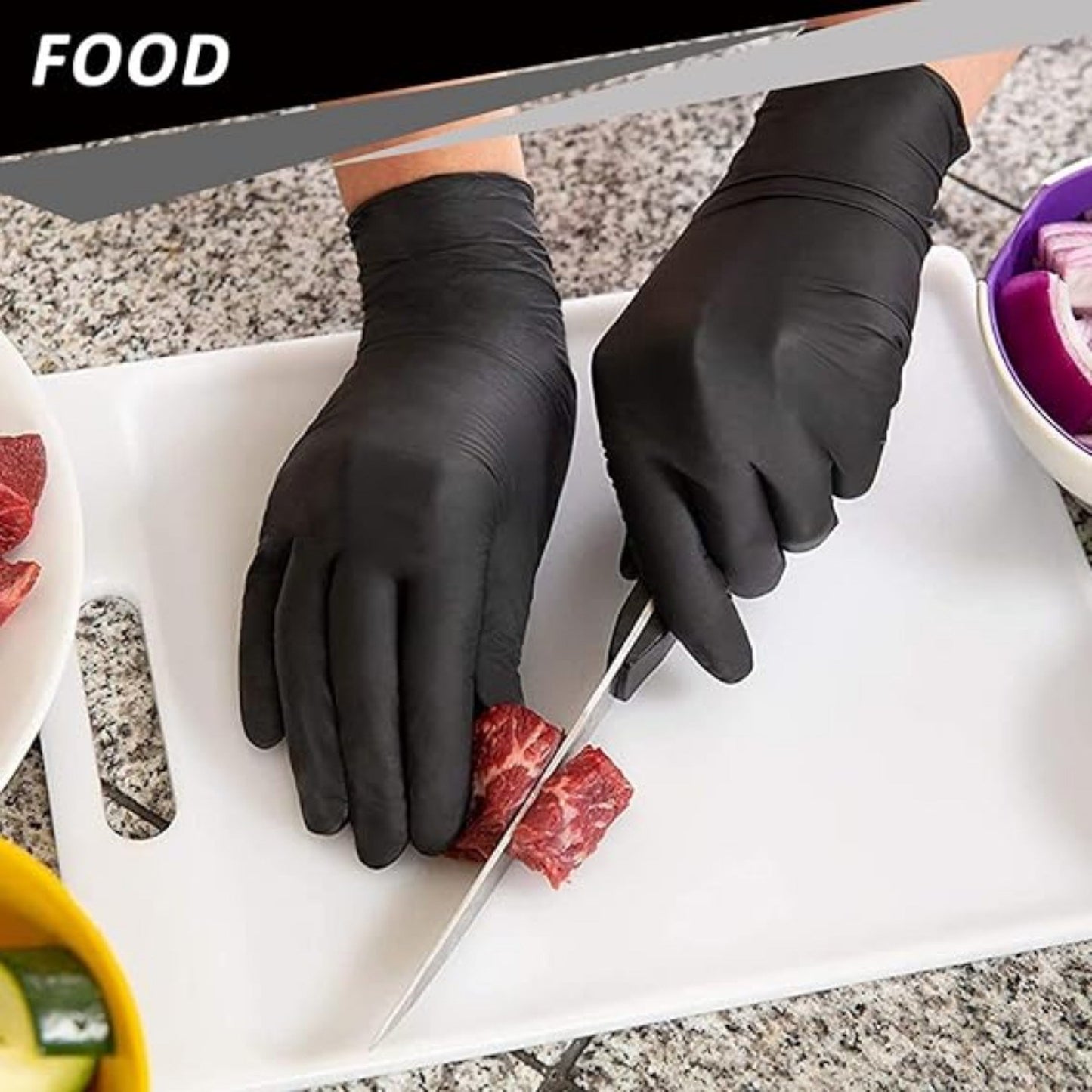 200pcs Black disposable nitrile gloves  are used for safe household cleaning in work, kitchen, cooking, and garden environments(Prohibited from selling on Amazon)Ban on Amazon sales