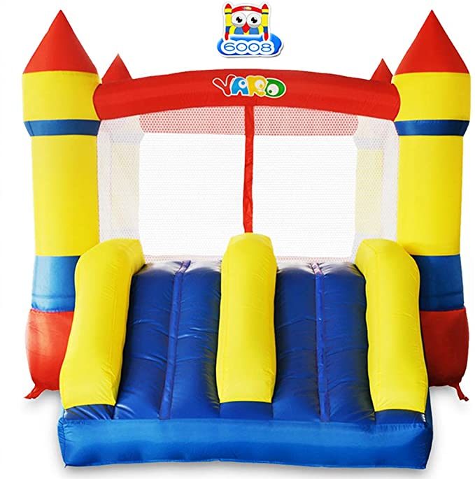 YARD Bounce House Dual Castle Slide with Air Blower, Four-Sided Protection Net, Inflatable Bounce House for Outdoor Indoor Party, Made of Nylon and Vinyl Extra Thick Bouncing Floor