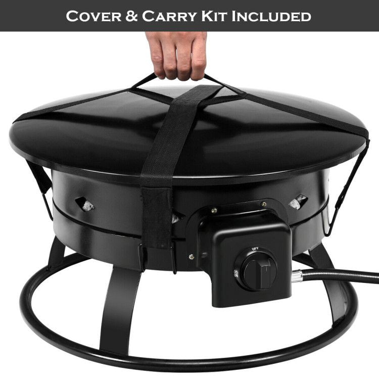 58,000BTU Firebowl Outdoor Portable Propane Gas Fire Pit with Cover and Carry Kit