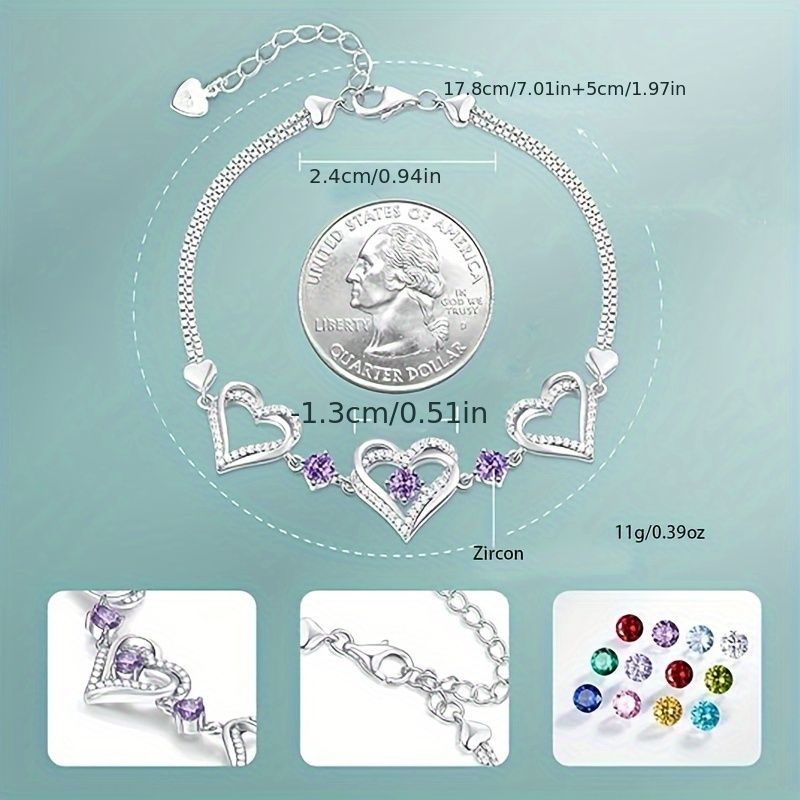 Elegant Heart-Shaped Zircon Bracelet -  Sparkling Charm for Everyday Wear