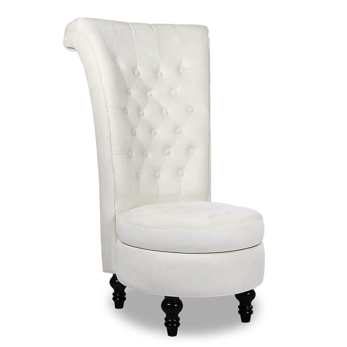 Royal Velvet High Back Armless Chair;  Retro Elegant Luxury Throne Chair;  Upholstered Tufted Accent Seat w/Storage for Dressing Room;  Living Room;  Bedroom