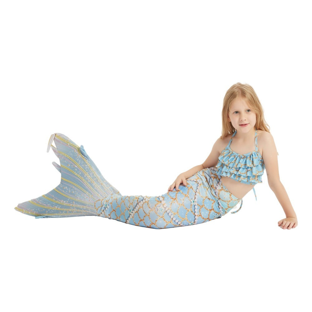 Mermaid Tails Swimsuit for Girls Swimming 3Pcs Mermaid Princess Bathing Suit