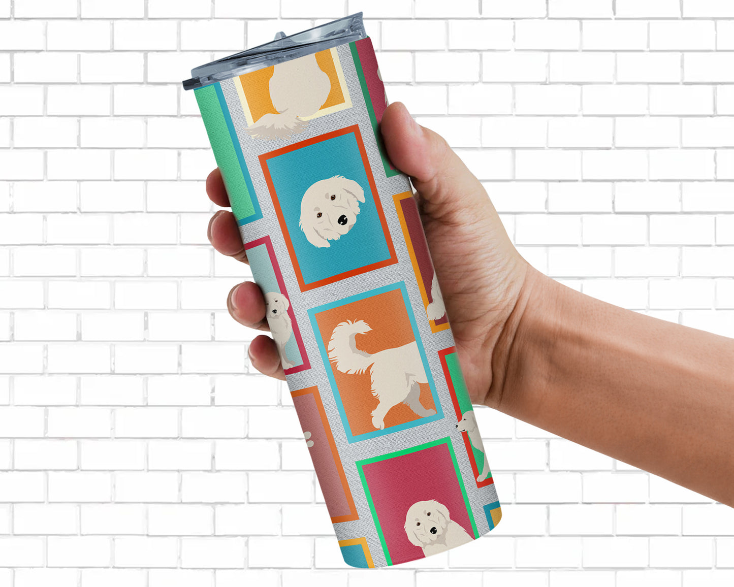 Lots of Great Pyrenees Stainless Steel Skinny Tumbler Vacuum Double Walled Reusable Insulated Tumbler Travel Cup for Coffee Cocktails Gift with Lid, 20 oz