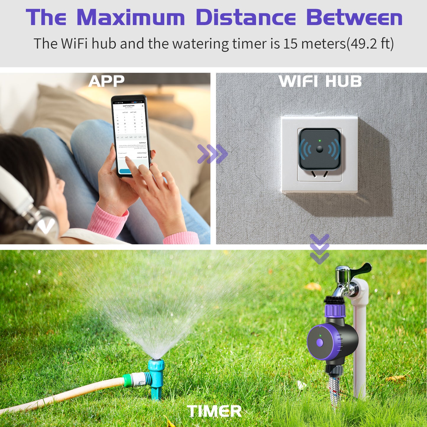 Bluetooth Sprinkler Timer, WiFi Smart Irrigation Water Timer, Wireless Remote APP & Voice Control, Rain Delay/ Manual/ Automatic Watering System, Watering Hose Timer for Yard Garden Lawn Watering