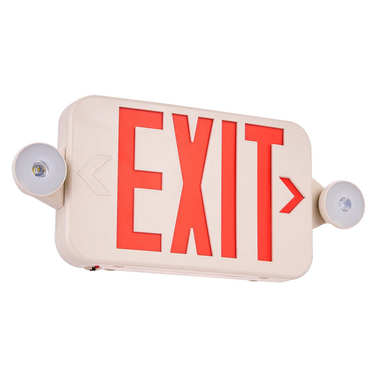 VEVOR LED Exit Sign with Emergency Lights, Two LED Adjustable Heads Emergency Exit Light with Battery Backup, Combo Red Letter Fire Exit Lighting, Commercial Exit Signs Tested to UL Standards