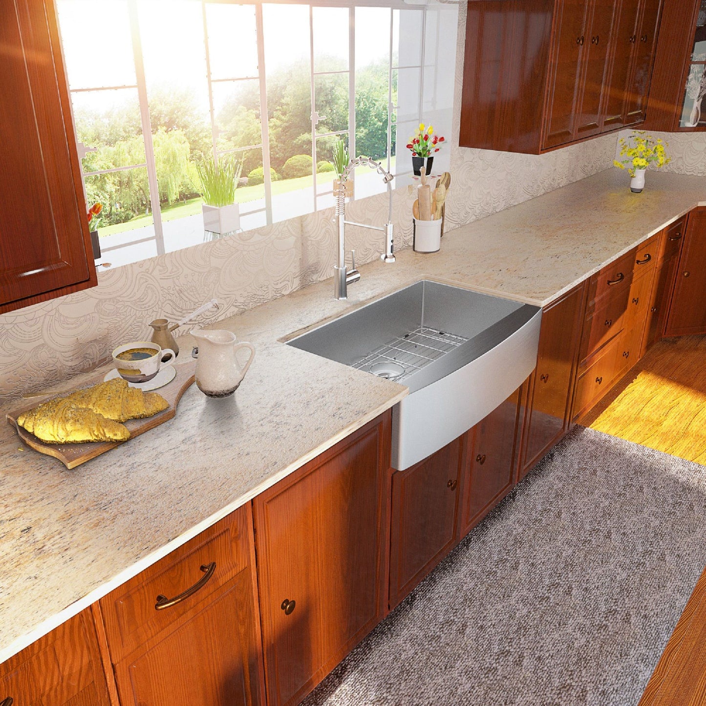 Lordear Farmhouse Sink Apron Front 16 Gauge Stainless Steel Single Bowl Farm Kitchen Sink