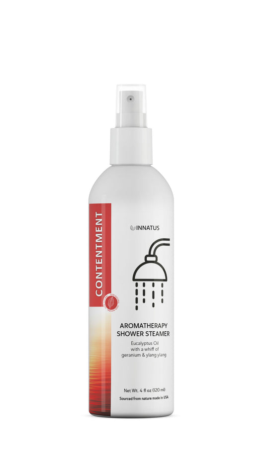 Contentment Shower Spray with Eucalyptus & Geranium – 4oz Aromatherapy Shower Steamer Mist for Relaxation & Stress Relief – Infused with Peppermint & Ylang Ylang Oils – Made in the USA  "