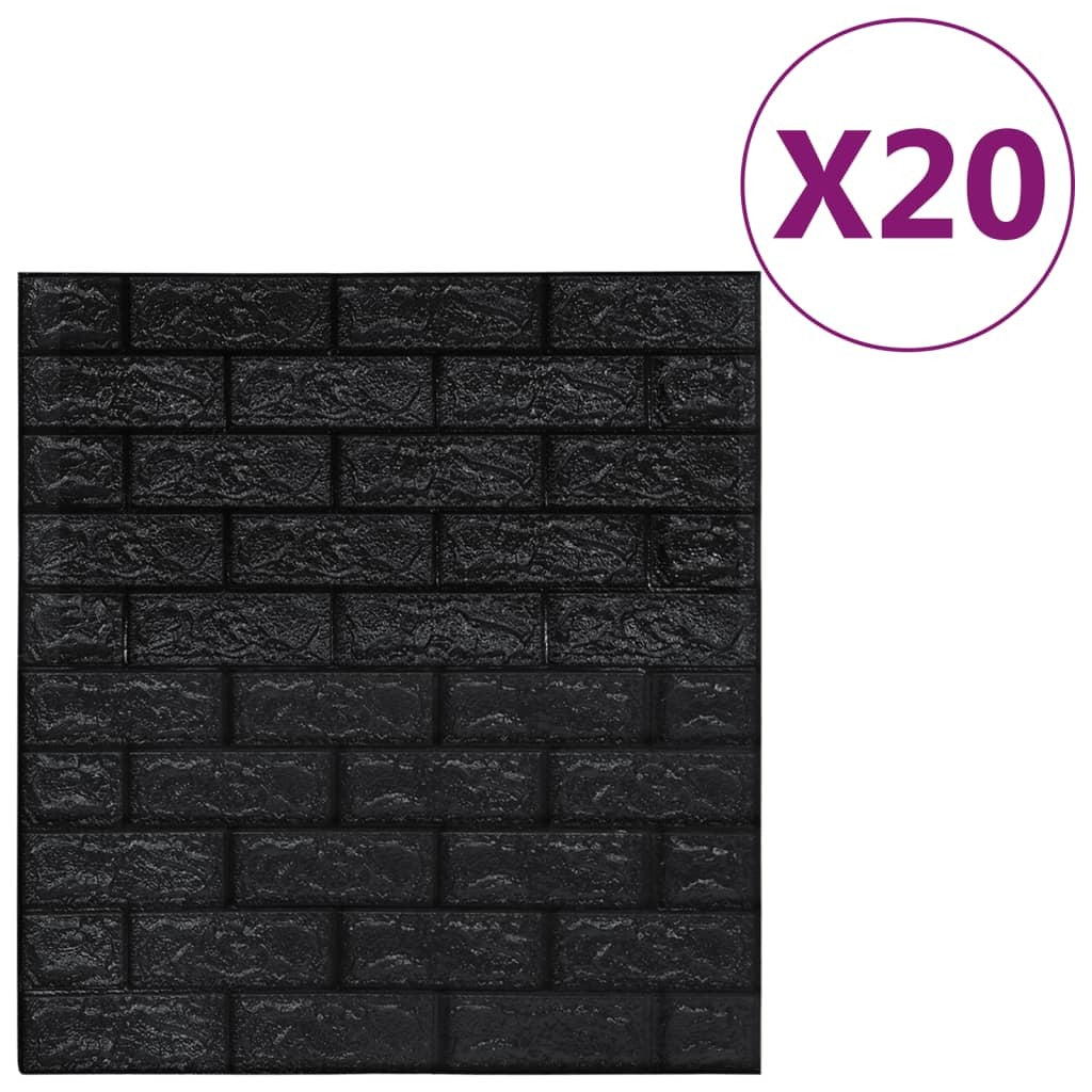 3D Wallpaper Bricks Self-adhesive 20 pcs Black