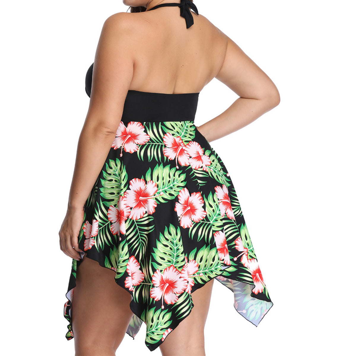 Womens Plus Size Two Piece Bathing Suit Floral Printed SwimwearMens