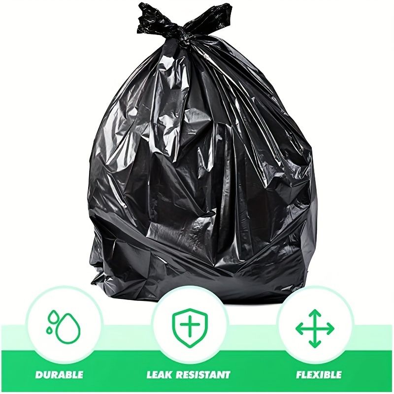 Multiple large heavy-duty tank liners - black plastic garbage bags for lawns, leaves, contractors, yards, and outdoor use