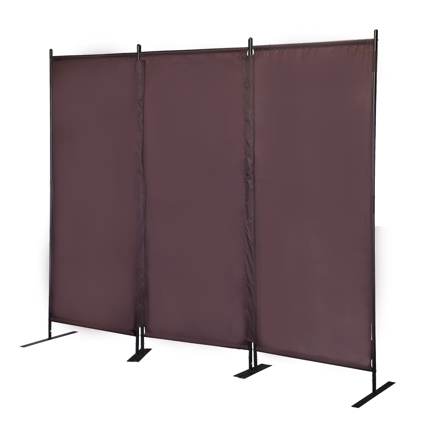 6 Ft Modern Room Divider, 3-Panel Folding Privacy Screen w/ Metal Standing, Portable Wall Partition XH