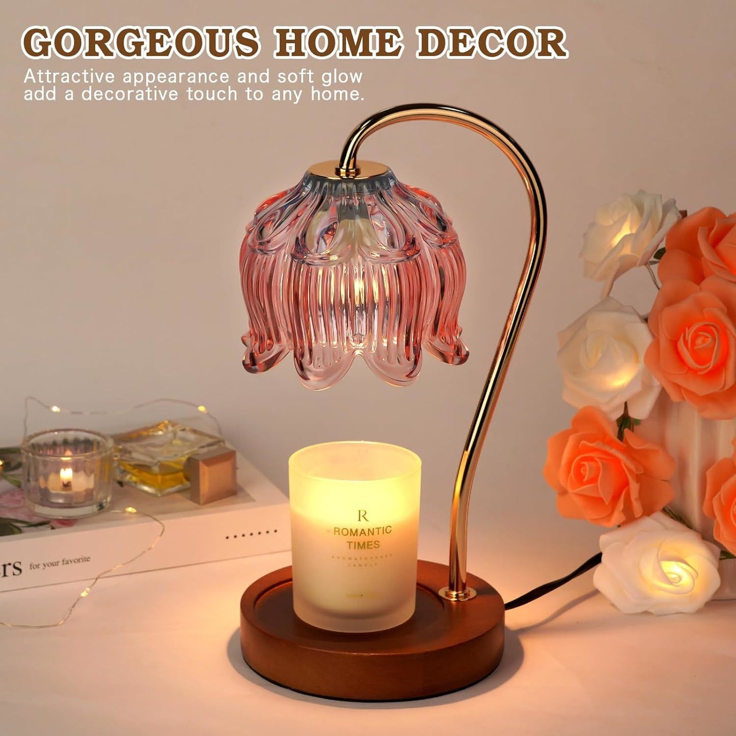 Dimmable Candle Warmer Lamp with Timer Flower