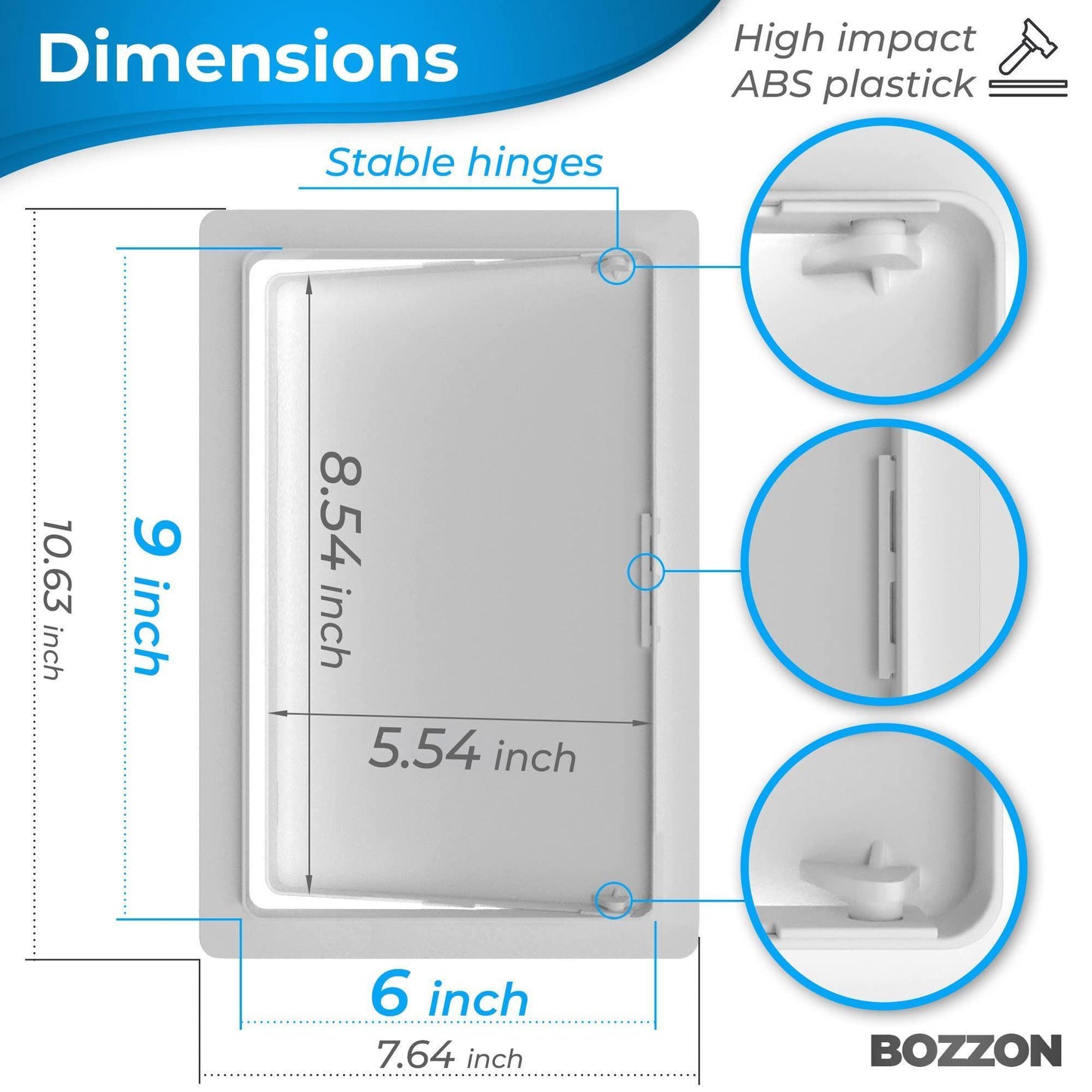 Access Panel for Drywall 6x9 inch Wall Hole Cover Access Door Heavy Durable Plastic White