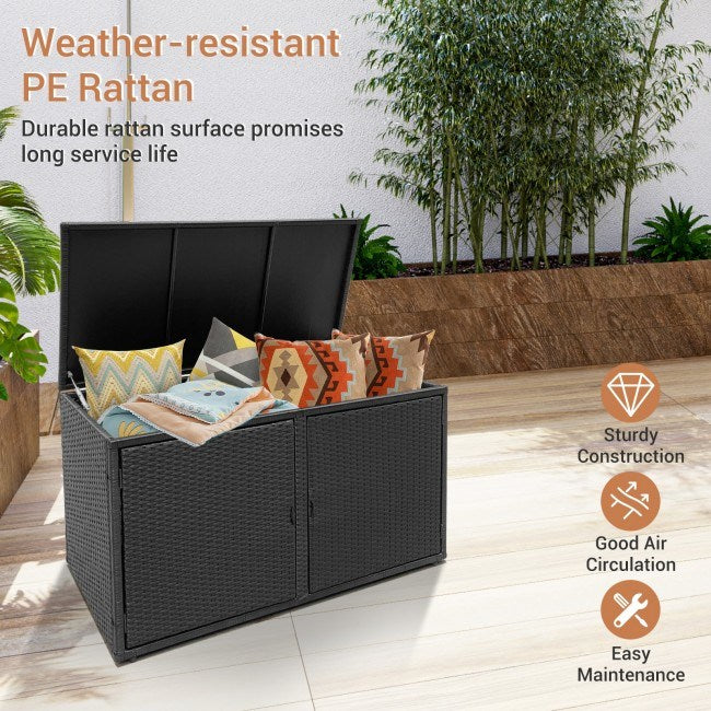 88 Gallon Garden Patio Rattan Storage Container Box