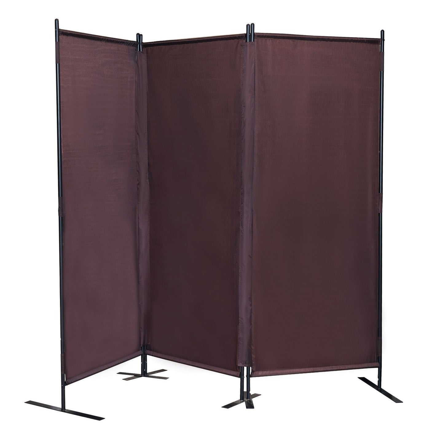 6 Ft Modern Room Divider, 3-Panel Folding Privacy Screen w/ Metal Standing, Portable Wall Partition XH