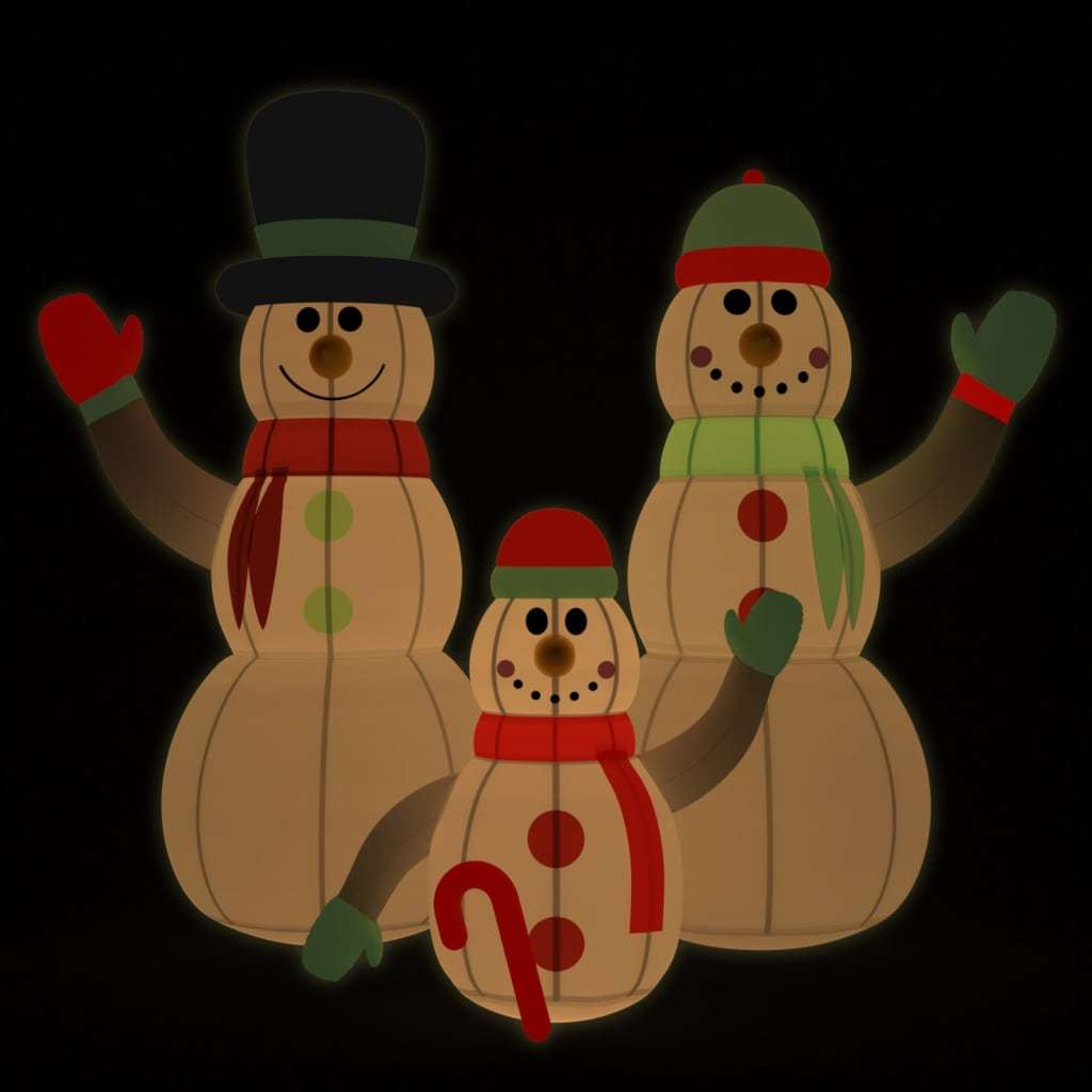 Inflatable Snowman Family with LEDs 12 ft