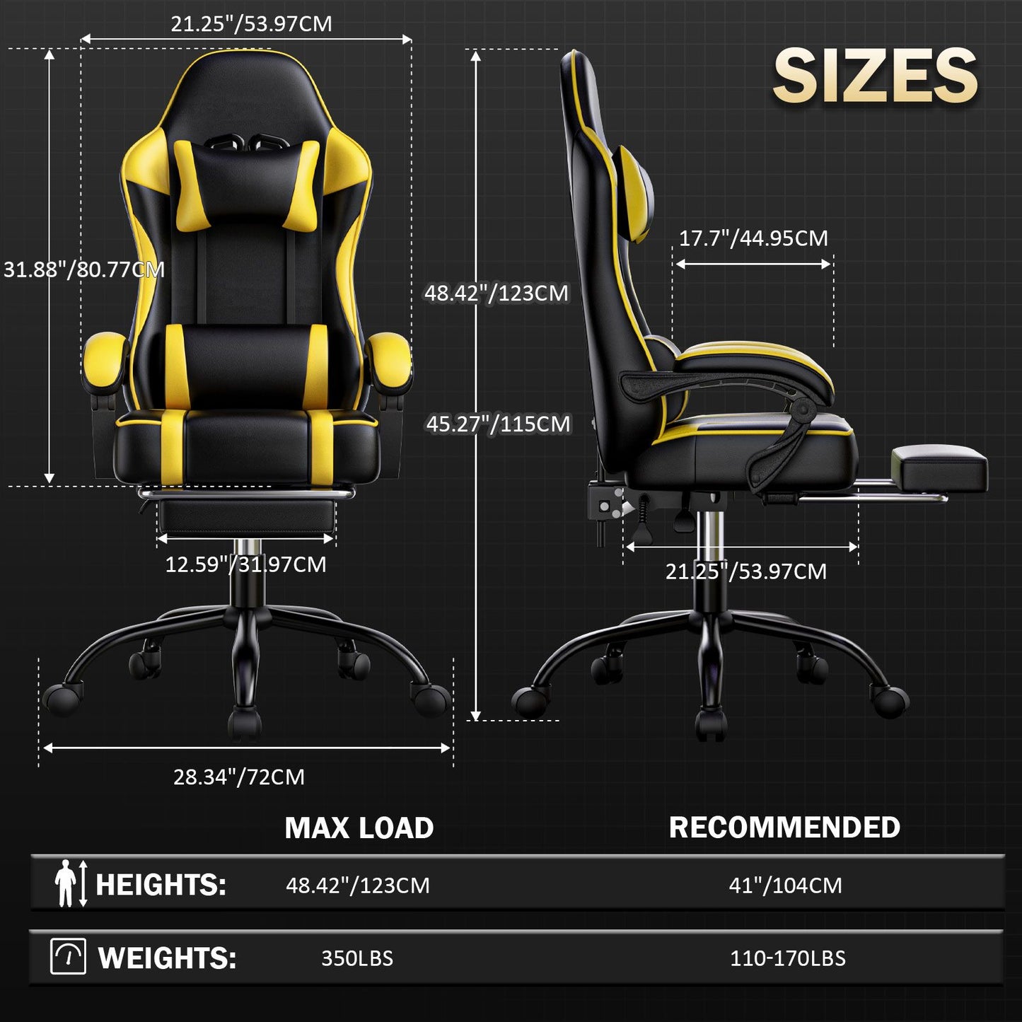 Video Game Chairs for Adults, PU Leather Gaming Chair with Footrest, 360°Swivel Adjustable Lumbar Pillow Gamer Chair, Comfortable Computer Chair for Heavy People