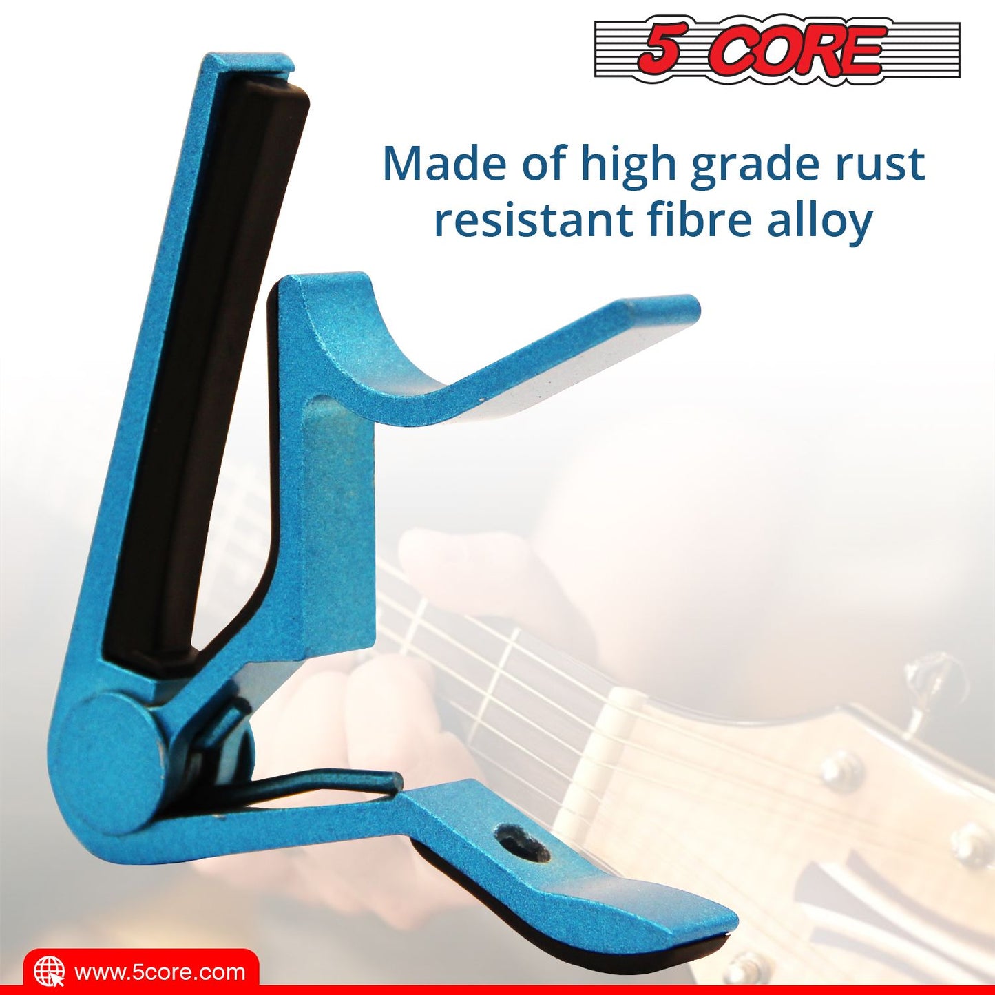 5 CORE Capo Acoustic Electric Guitar 6 String Kapo Quick And Easy Adjustment Classic Clip For Banjo Mandolin Or Ukulele Capotraste Para Guitarra - CAPO BLUE 2Pc