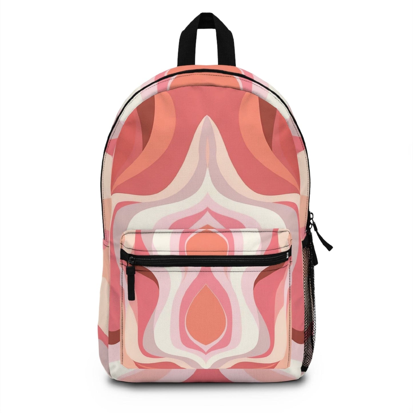 Backpack Work/school/leisure - Waterproof, Boho Pink And White Contemporary Art Lined Pattern