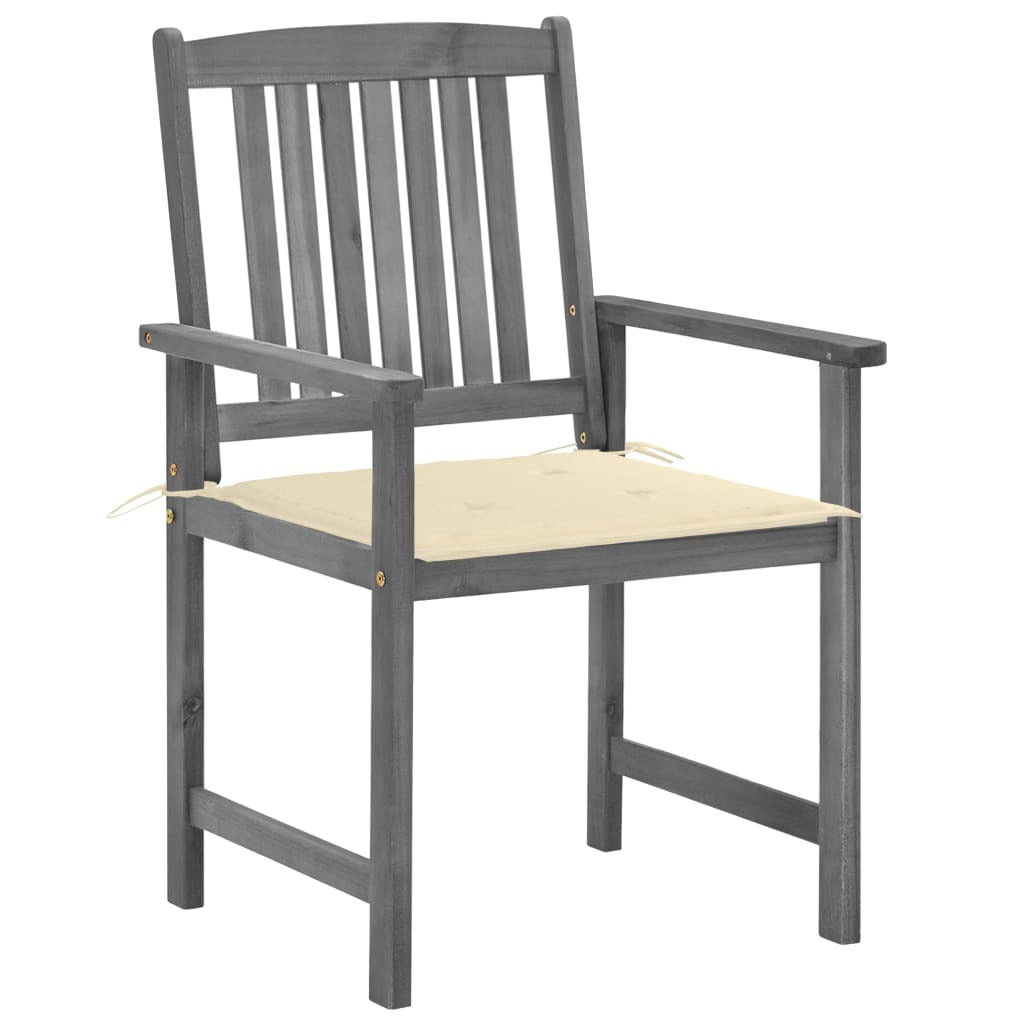 Patio Chairs with Cushions 4 pcs Gray Solid Acacia Wood