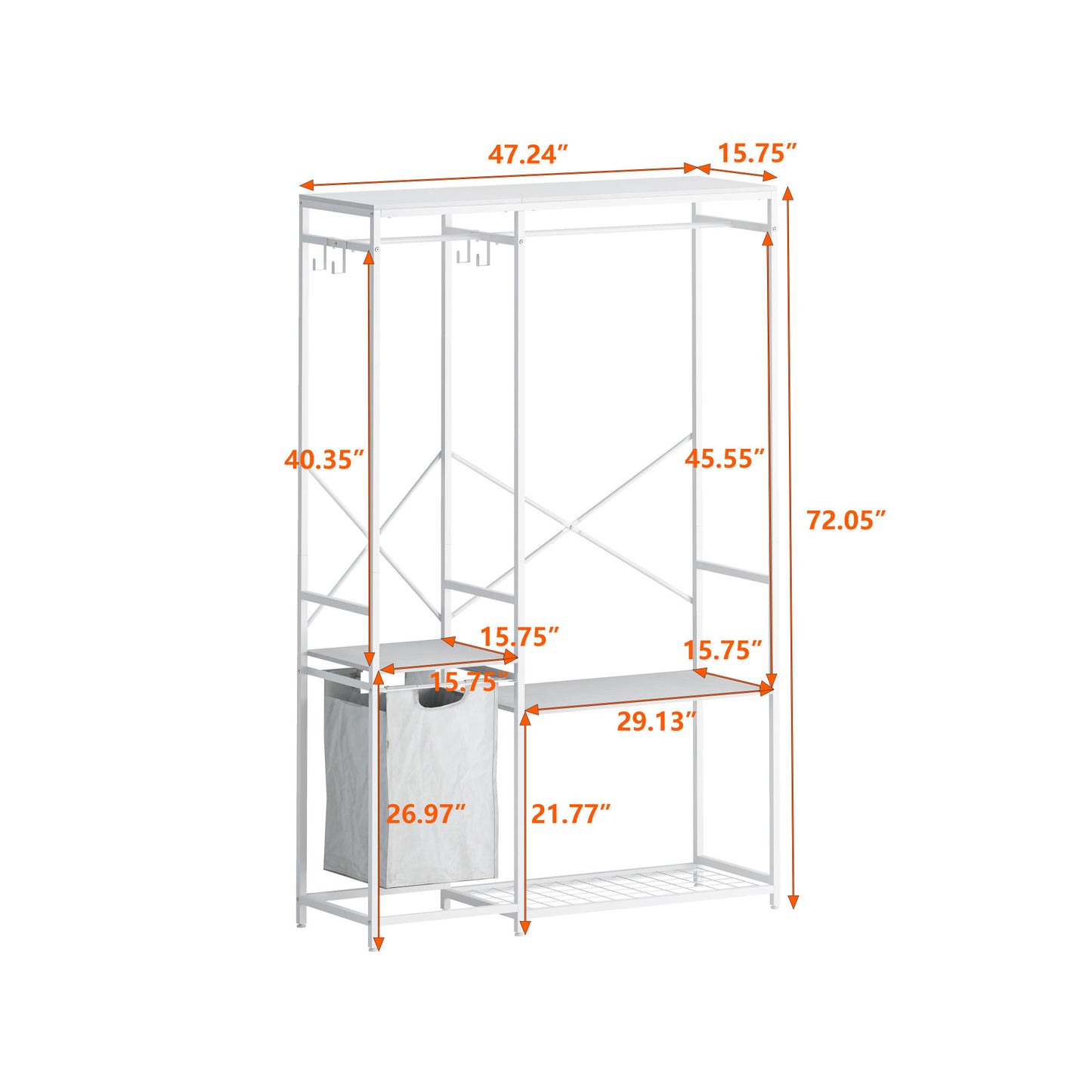 Portable Wardrobe Clothes Rack, Freestanding Clothing Rack with Bottom Mesh Storage Rack, Multi-functional Bedroom Clothing Rack with Premium Oxford Cloth Storage Bag