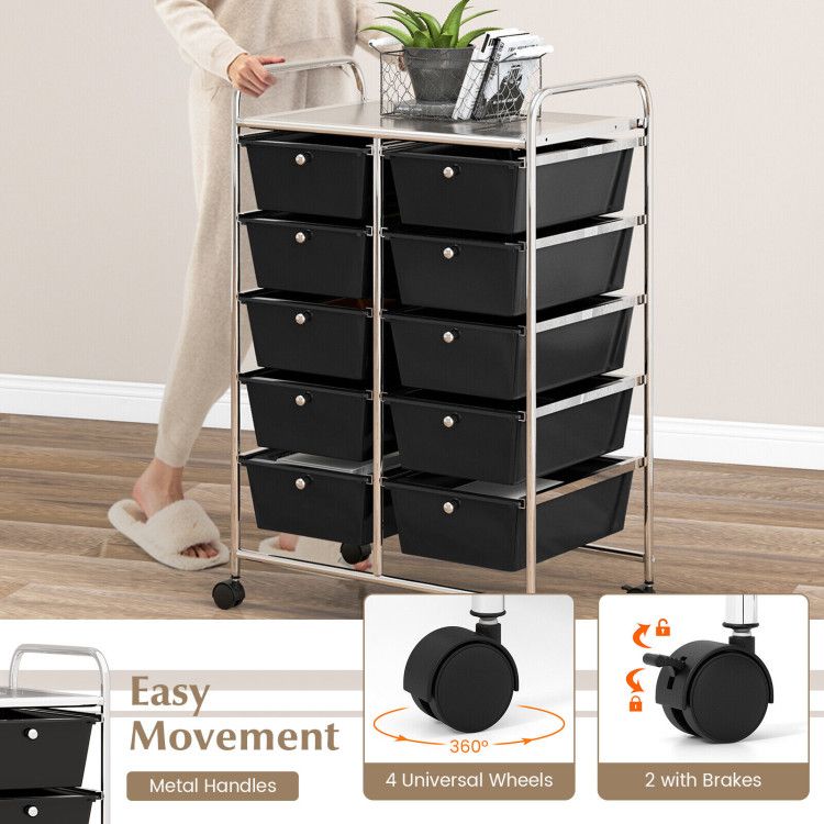 10-Drawer Rolling Storage Cart