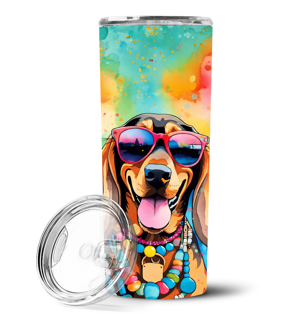 Doberman Pinscher Hippie Dawg Stainless Steel Skinny Tumbler Vacuum Double Walled Reusable Insulated Tumbler Travel Cup for Coffee Cocktails Gift with Lid, 20 oz