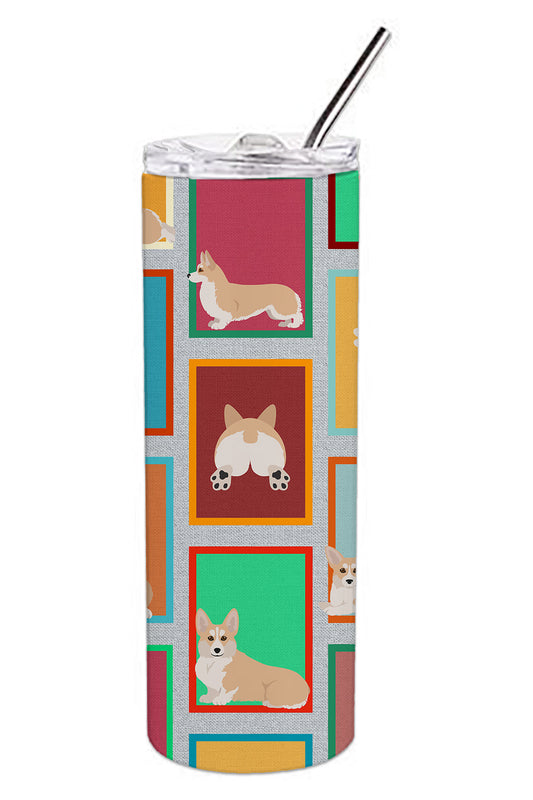 Lots of Fawn Pembroke Corgi Stainless Steel Skinny Tumbler Vacuum Double Walled Reusable Insulated Tumbler Travel Cup for Coffee Cocktails Gift with Lid, 20 oz