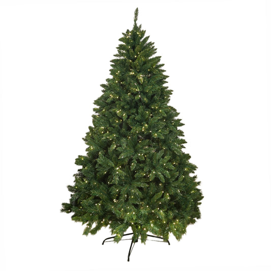 7FT Classic Style Christmas Tree with 550 Warm White LED Lights, Stable Iron Base