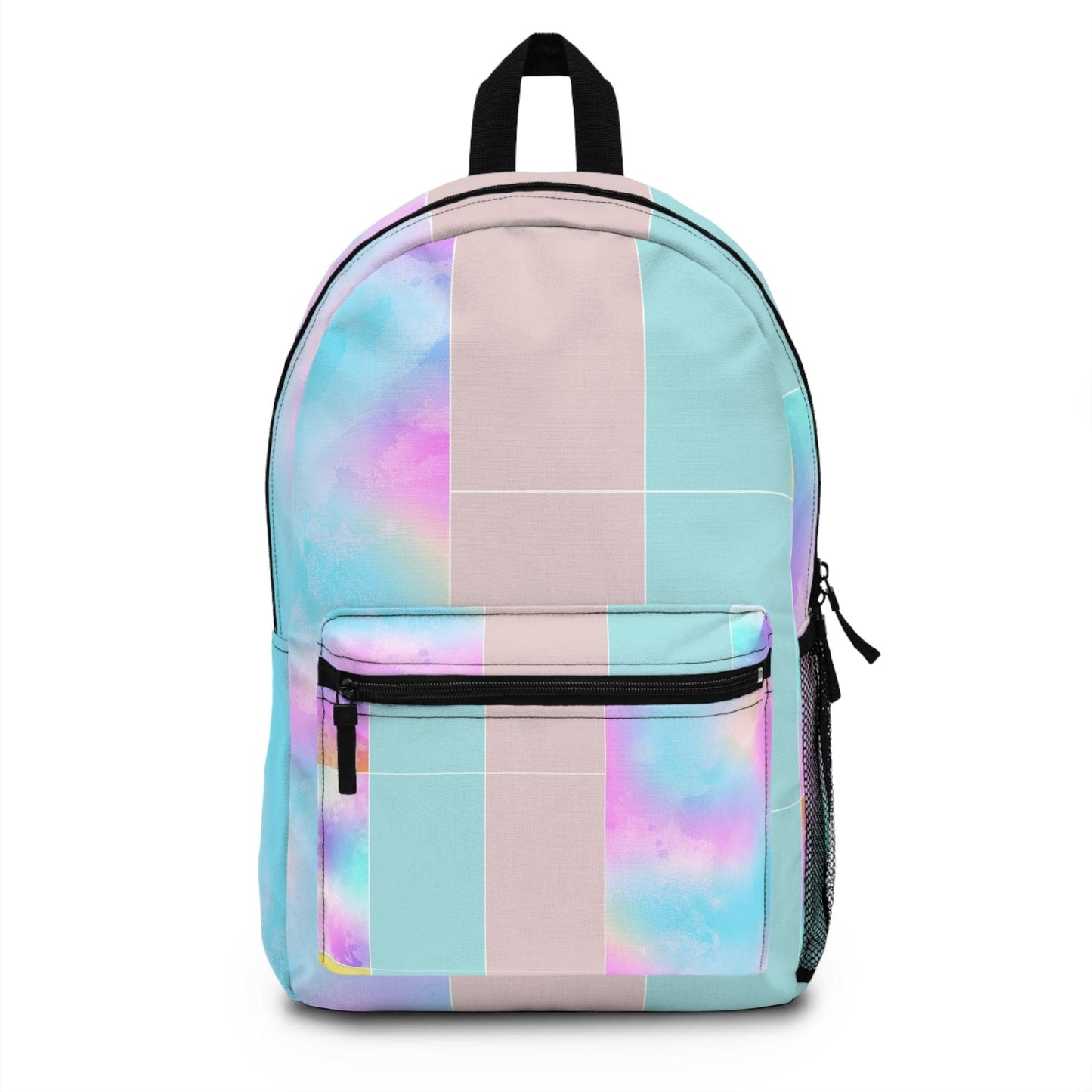 Backpack - Large Water-resistant Bag, Pastel Colorblock Watercolor Illustration