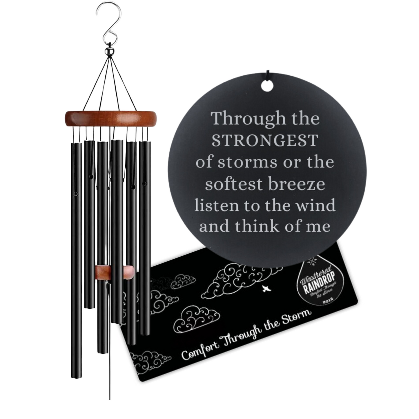 Black Memorial Sympathy Wind Chime Gift in Memory of a Loved One-Deep Tones