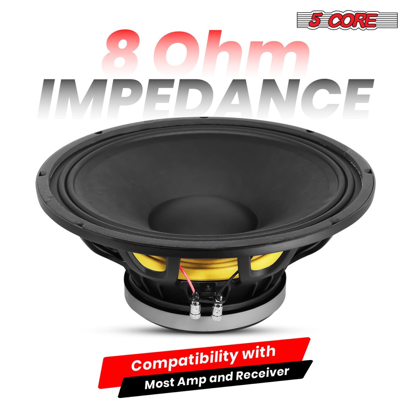 5Core 15 Inch Subwoofer Speaker 2000W Peak 8 Ohm Full Range Replacement DJ Bass Sub Woofer Loudspeaker with 4" Voice Coil and 74 Oz Y30 Magnet5Core 15 Inch Subwoofer FR 15200 23 AL