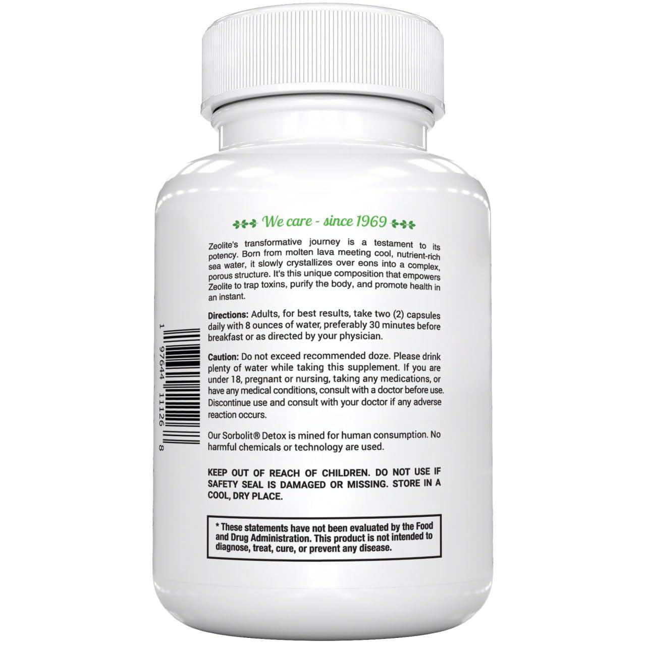 Zeolite Detox 240 Capsules Zeolite Capsules Sorbolit Ultra FINE 1-2 µm Zeolite Clinoptilolite Powder 95% 3X Activated Zeolite Supplement 4 Months Supply