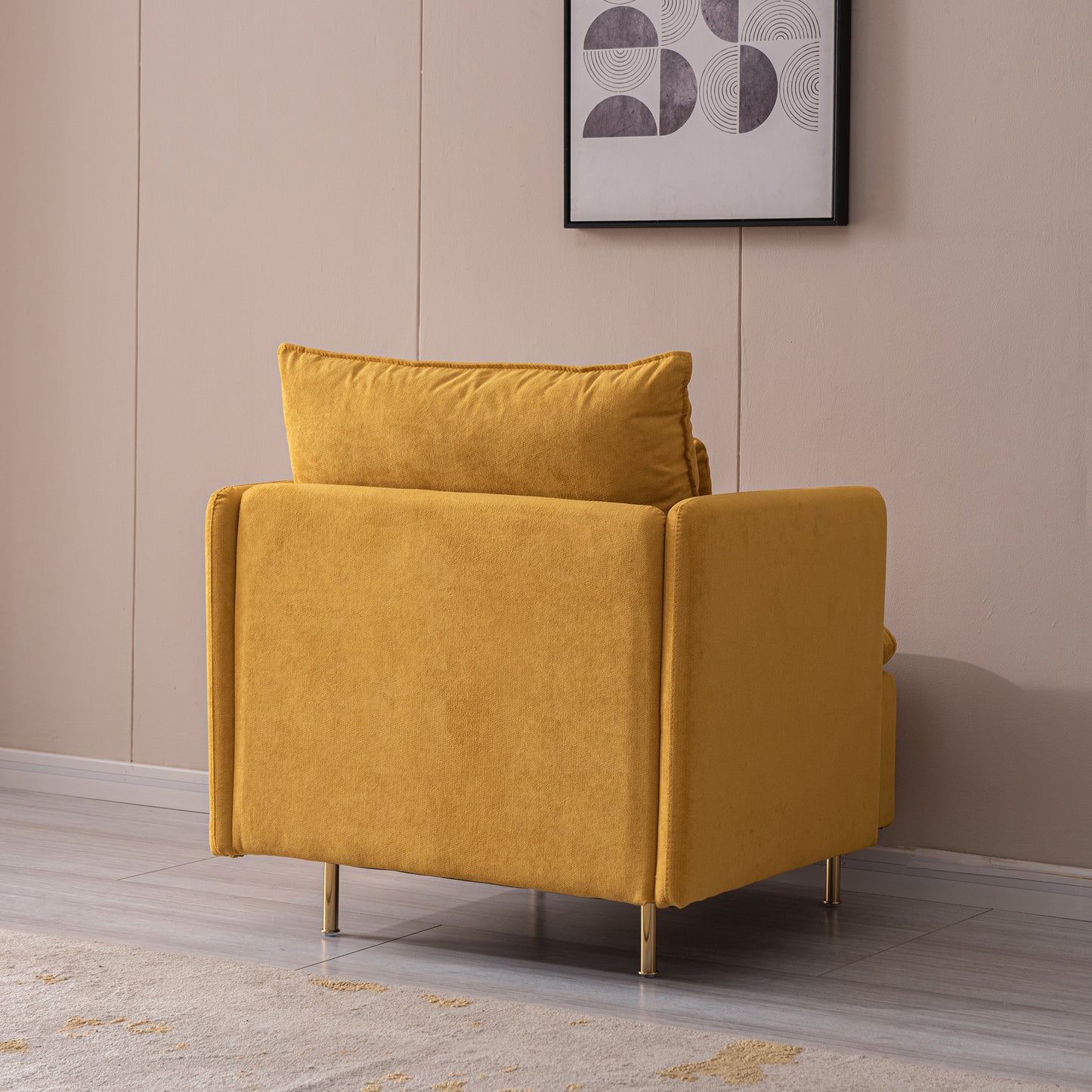 Modern fabric accent armchair;  upholstered single sofa chair;  Yellow Cotton Linen-30.7''