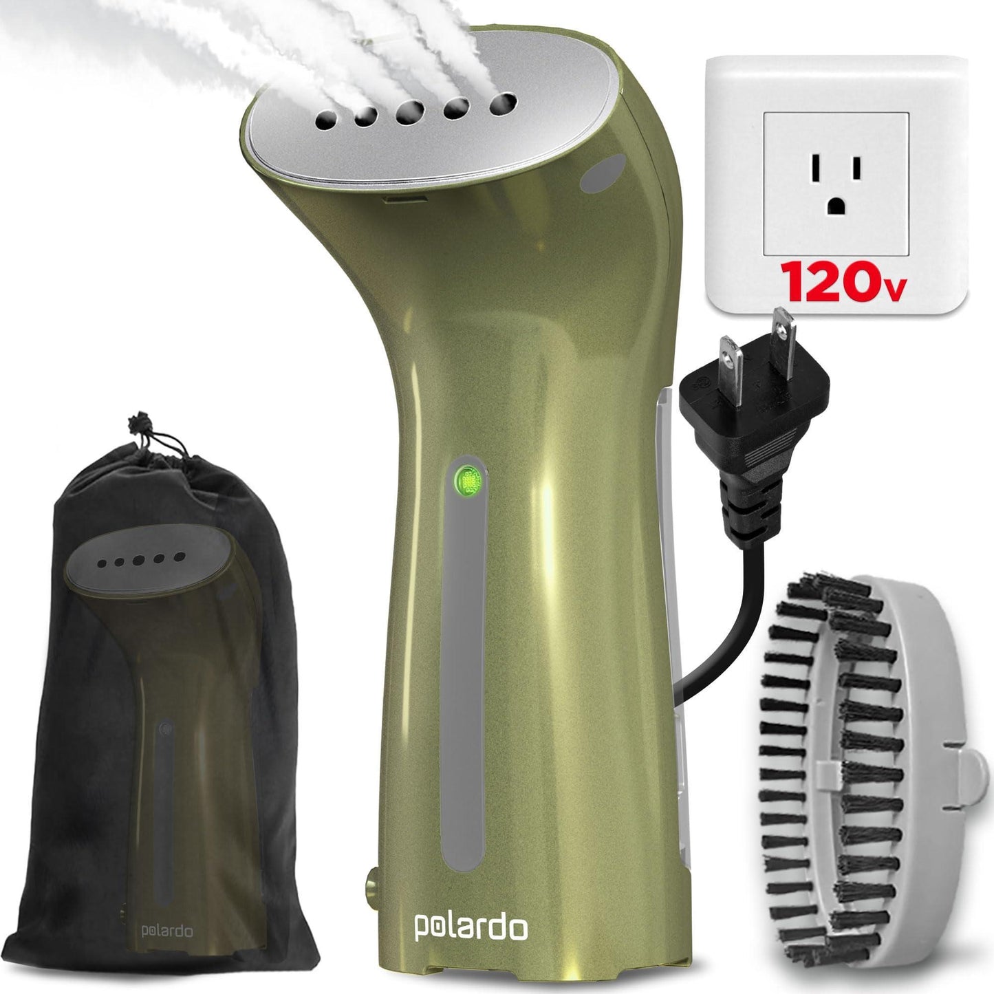 Steamer for Clothes Hand Held Portable Travel Garment Steamer Metal Steam Head 25s Heat Up Pump System Mini Size Handheld Steamer for Any Fabrics No Water Spitting Khaki