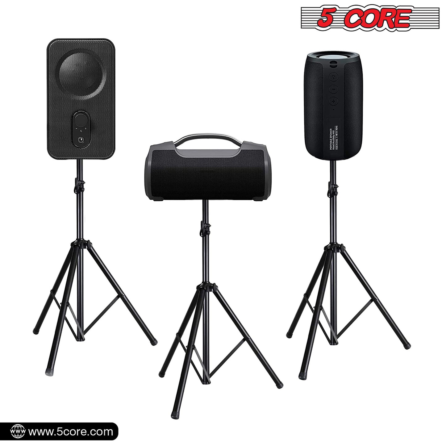 5 Core Speaker Stand Tripod Floor Adjustable Up to 60 Inch DJ Studio Monitor Stands Pole Mount- SS HD 1PK 5FT