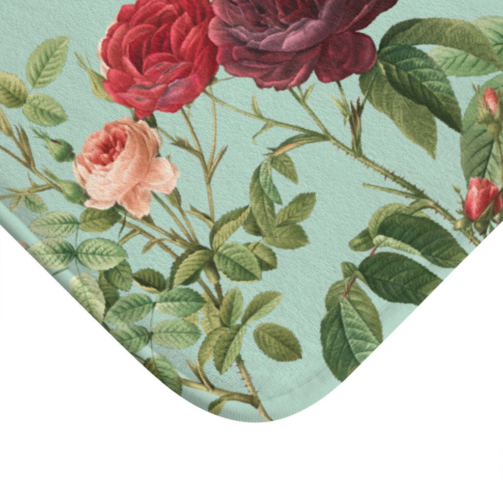 Rose Garden Teal Bath Mat Home Accents