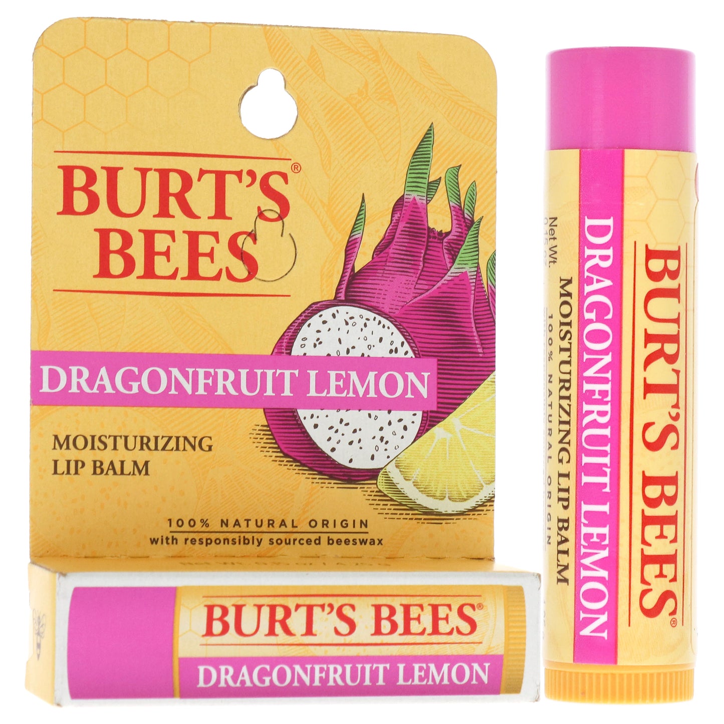 Dragonfruit Lemon Moisturizing Lip Balm by Burts Bees for Unisex - 0.15 oz Lip Balm